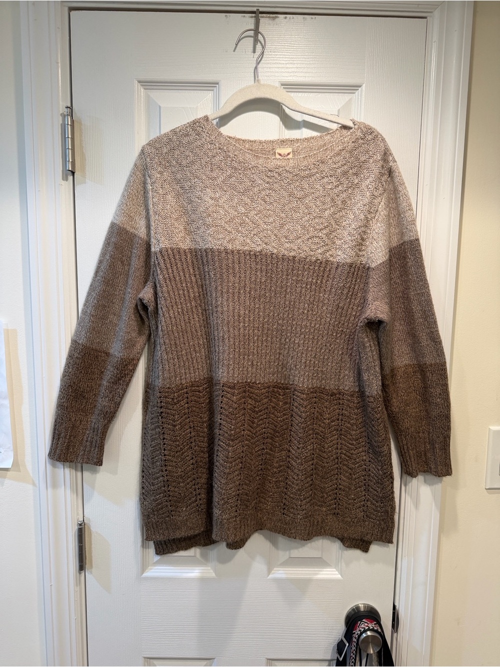 Faded Glory Women's Cozy Ombre Knit Sweater - Taupe Brown